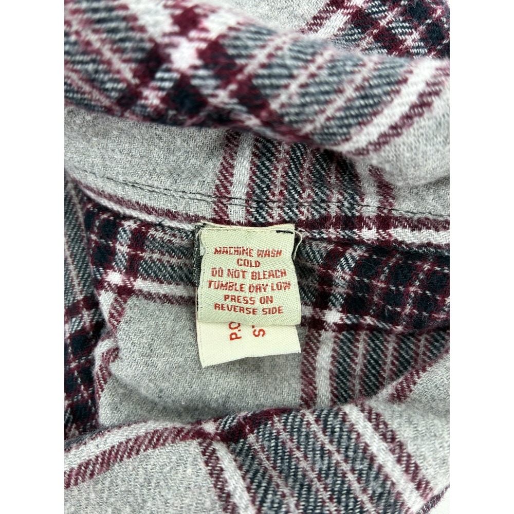 Carbon 2 Cobalt Mens Large Full Zip Flannel Shirt Jacket Plaid Burgundy Grey L - Picture 5 of 9